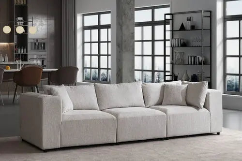 Canapé Azra Modulable Chenille Blanc cassé Swedzo-Meuble