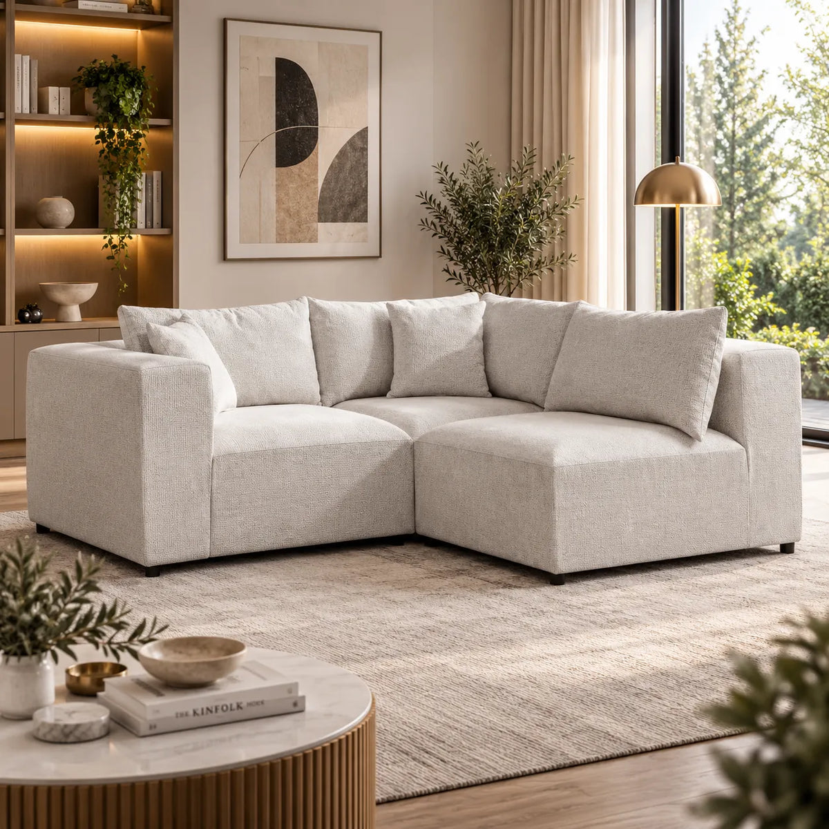 Canapé Azra Modulable Chenille Blanc cassé