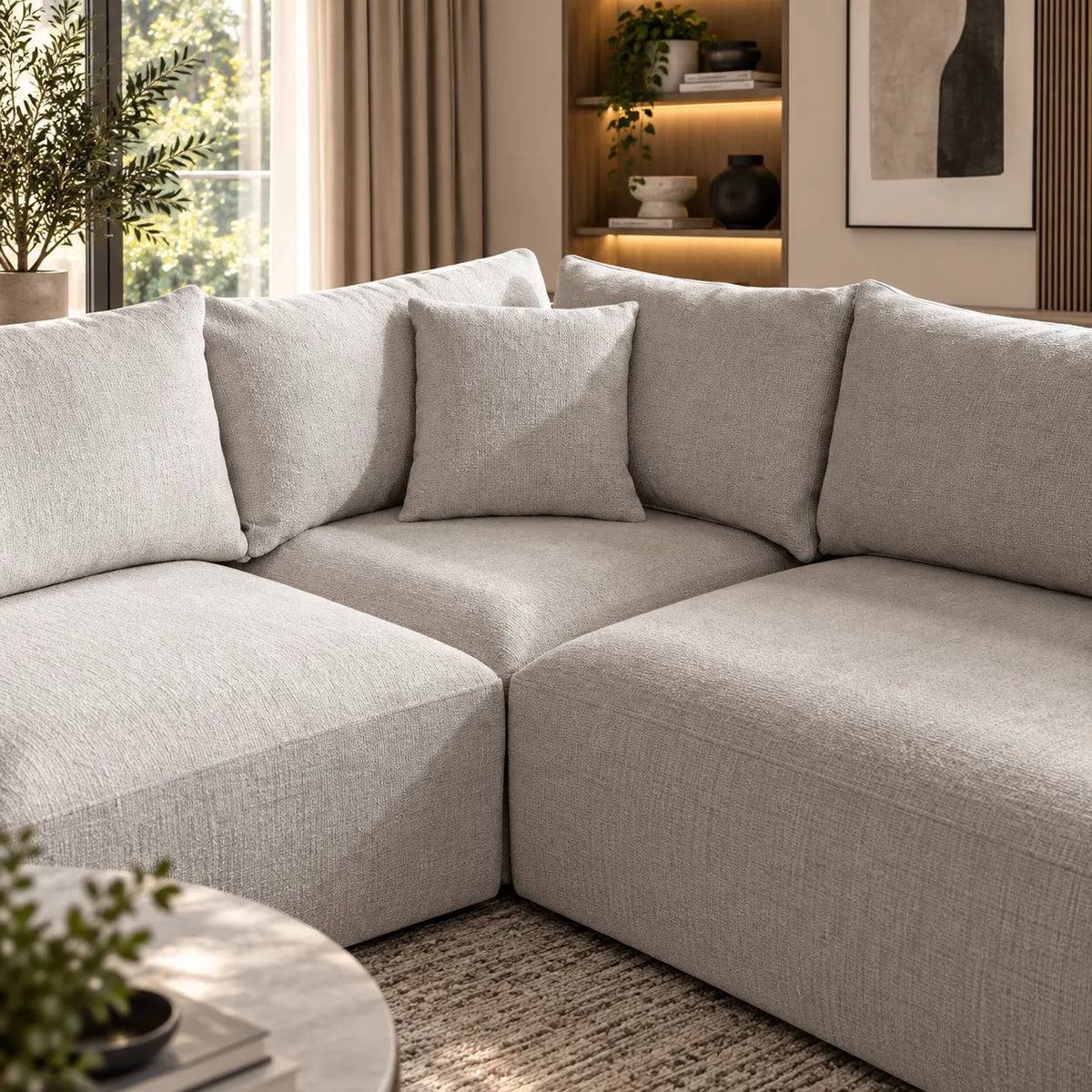 Canapé Azra Modulable Chenille Blanc cassé