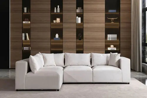 Canapé Azra Modulable Velours Blanc cassé Swedzo-Meuble