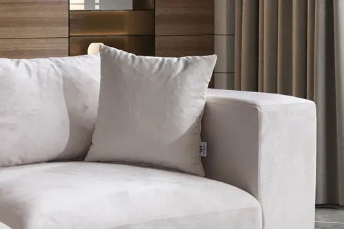 Canapé Azra Modulable Velours Blanc cassé Swedzo-Meuble