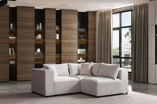 Canapé Azra Modulable Velours Blanc cassé Swedzo-Meuble