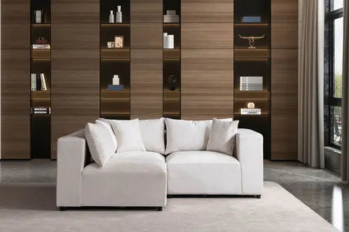 Canapé Azra Modulable Velours Blanc cassé Swedzo-Meuble
