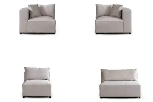 Canapé Azra Modulable Velours Blanc cassé Swedzo-Meuble