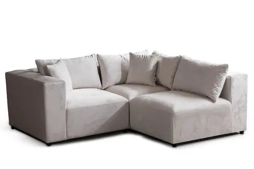 Canapé Azra Modulable Velours Blanc cassé Swedzo-Meuble