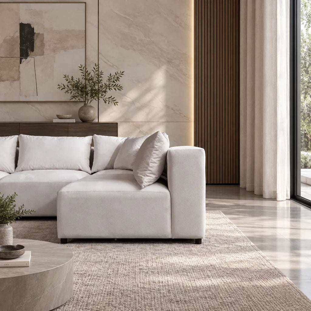 Canapé Azra Modulable Velours Blanc cassé