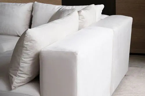 Canapé Azra Modulable Velours Blanc cassé Swedzo-Meuble