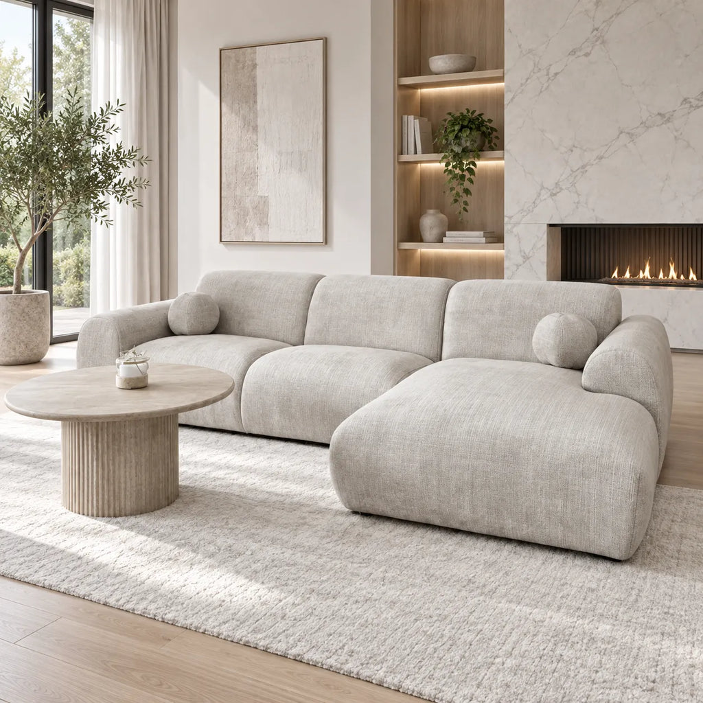 Canapé Cloud Tissu Marbella Crème ET Anthracite