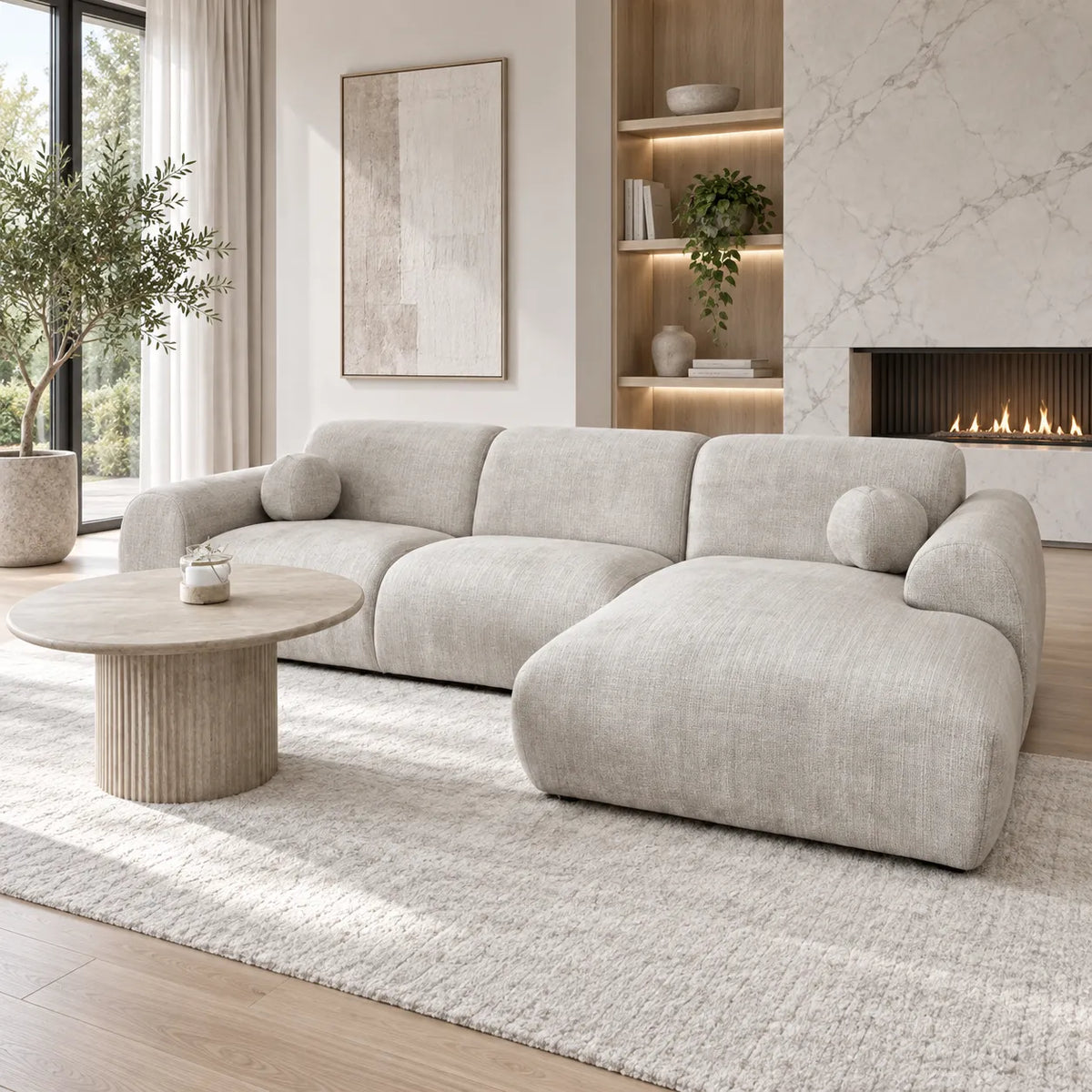 Canapé Cloud Tissu Marbella Crème ET Anthracite