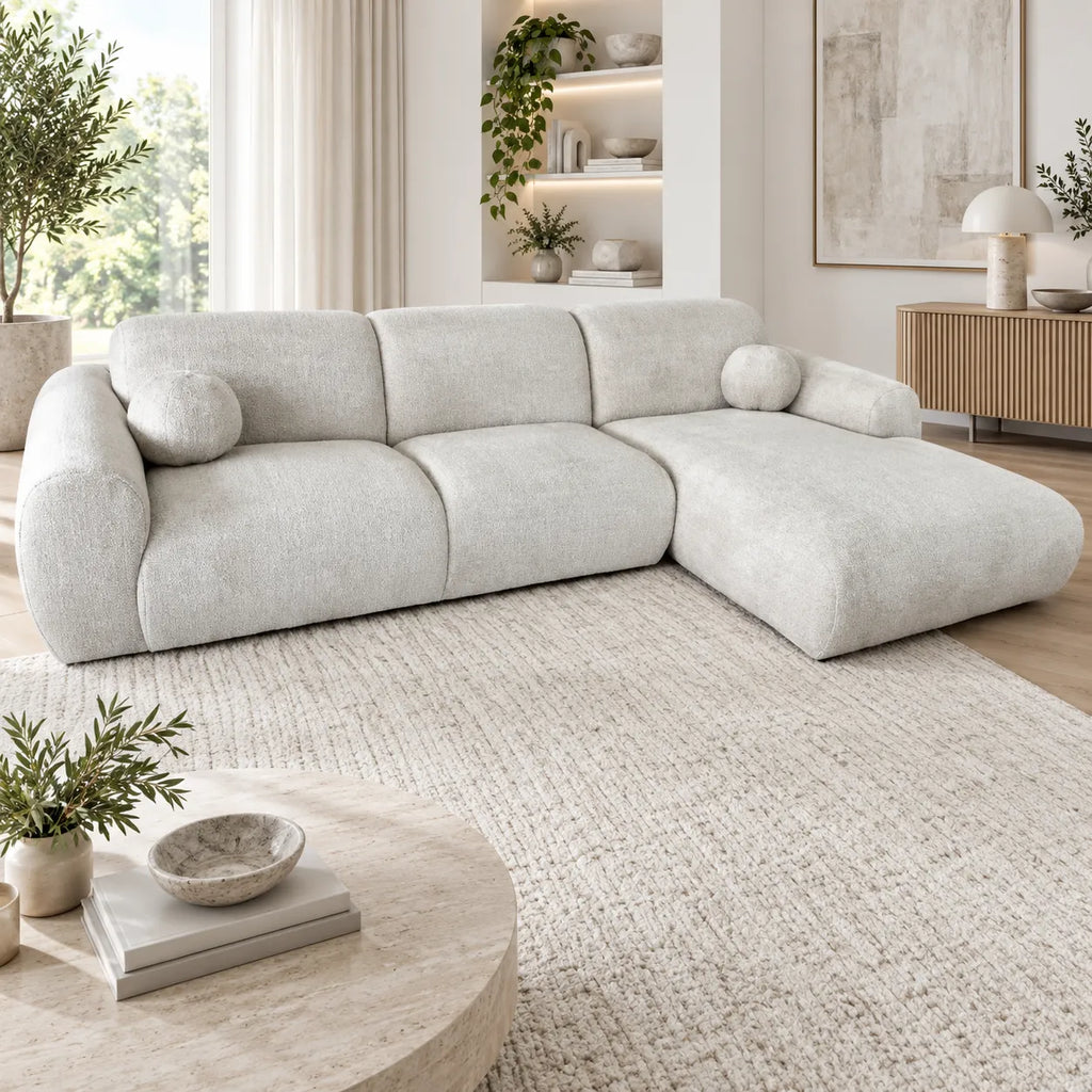 Canapé Cloud Tissu Marbella Crème ET Anthracite