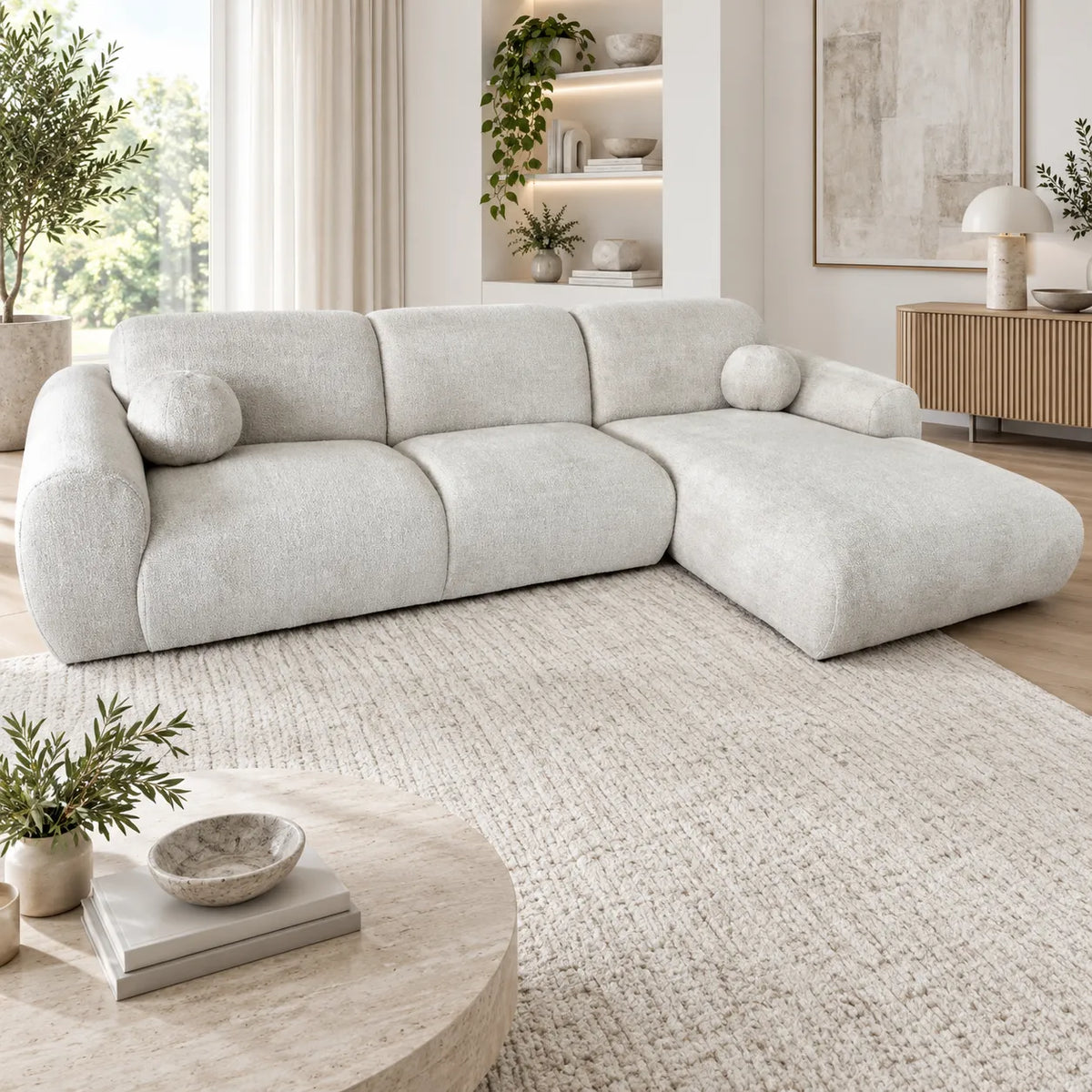Canapé Cloud Tissu Marbella Crème ET Anthracite