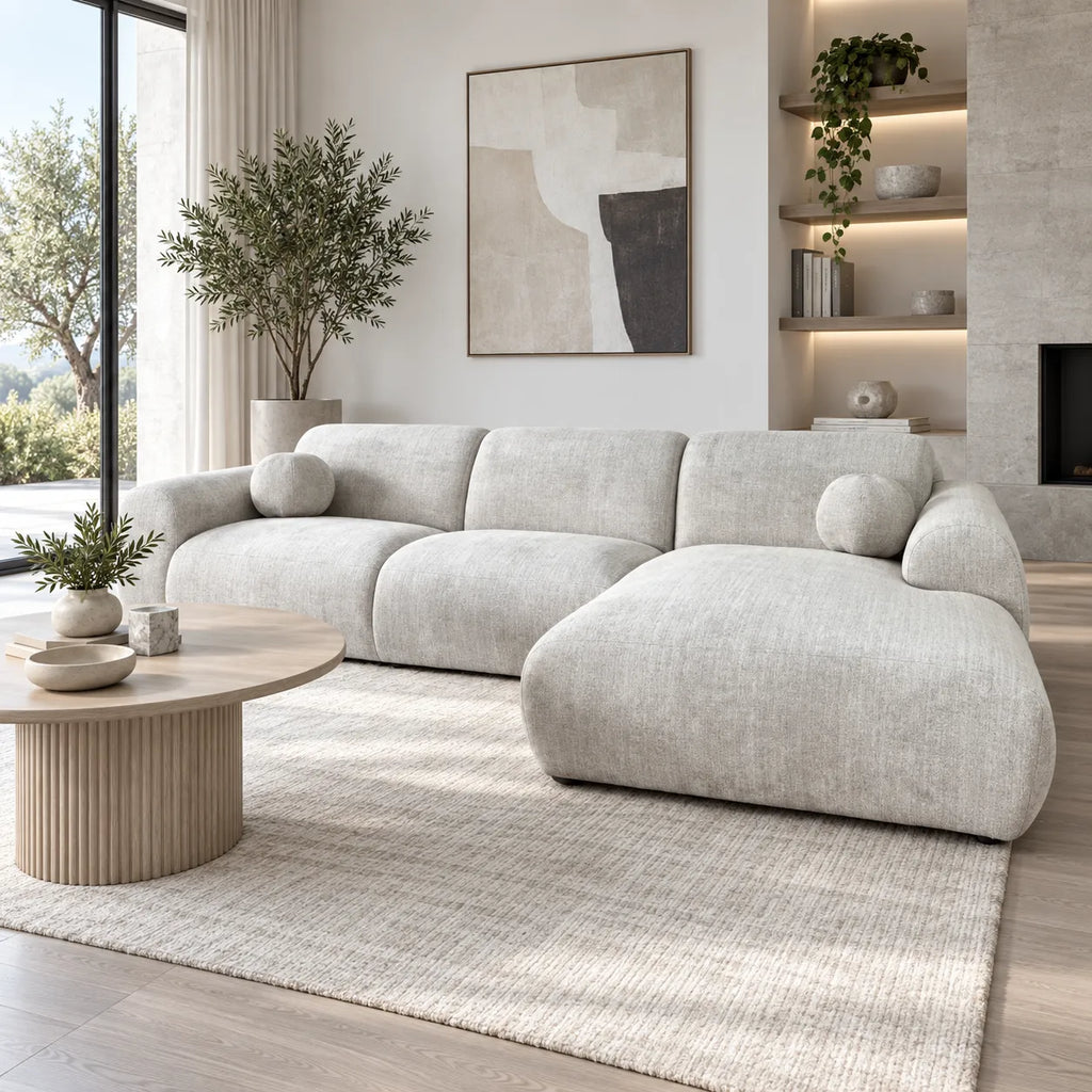 Canapé Cloud Tissu Marbella Crème ET Anthracite