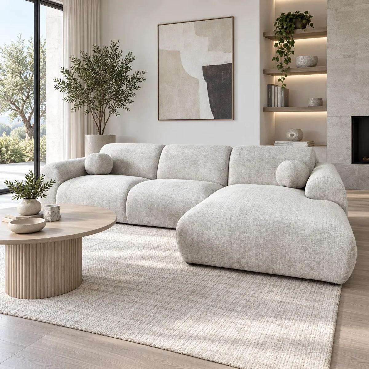 Canapé Cloud Tissu Marbella Crème ET Anthracite