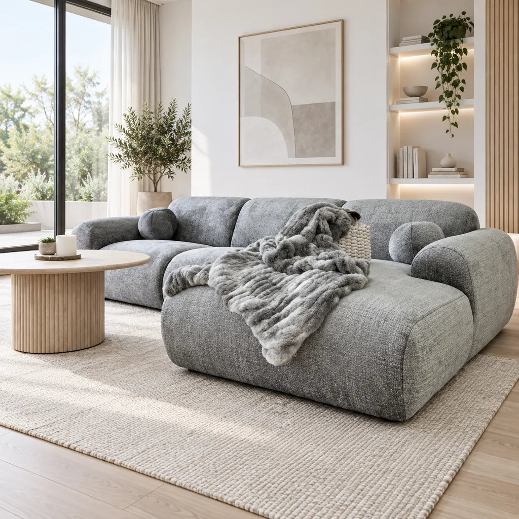 Canapé Cloud Tissu Marbella Crème ET Anthracite