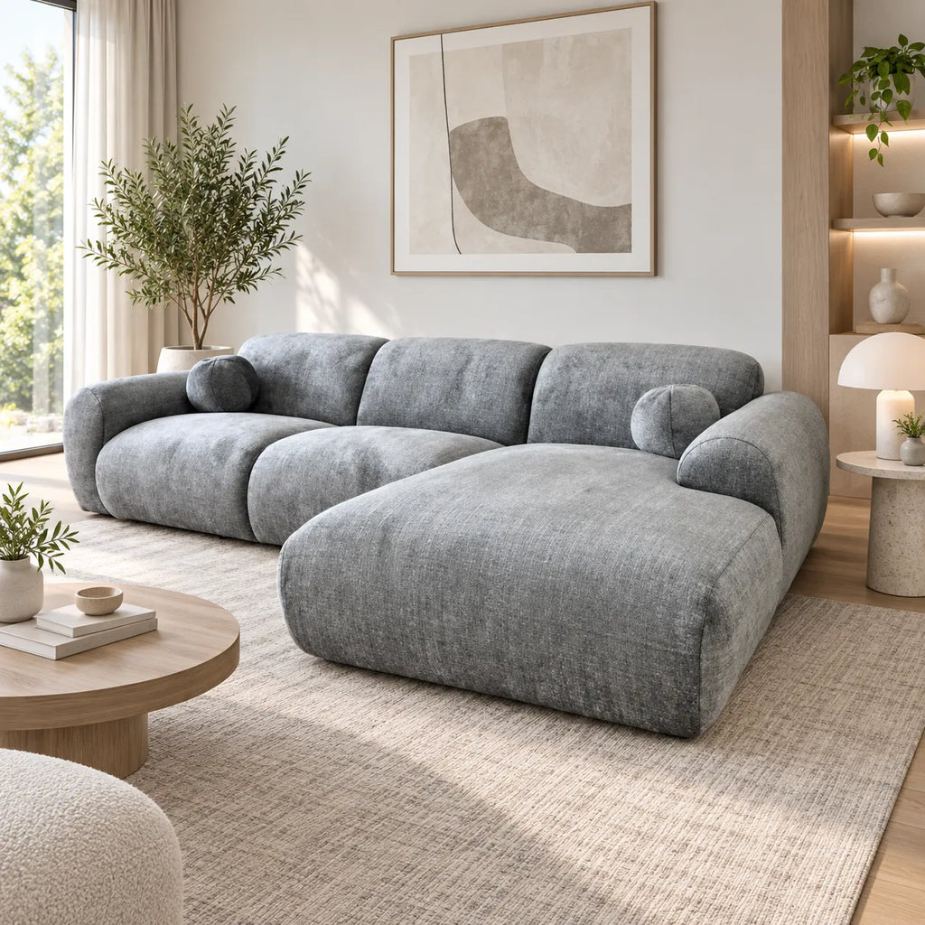 Canapé Cloud Tissu Marbella Crème ET Anthracite