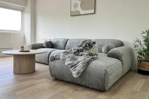 Canapé Cloud Tissu Marbella Crème ET Anthracite Swedzo-Meuble