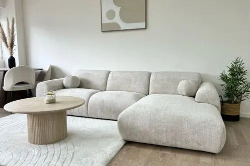 Canapé Cloud Tissu Marbella Crème ET Anthracite Swedzo-Meuble
