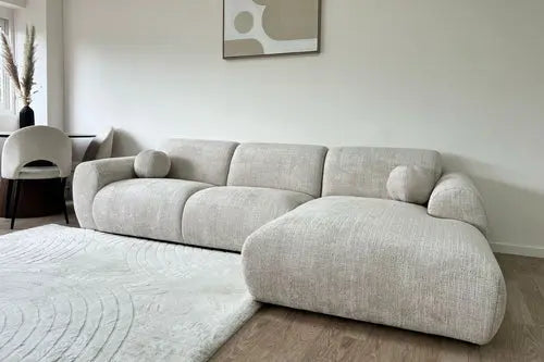 Canapé Cloud Tissu Marbella Crème ET Anthracite Swedzo-Meuble