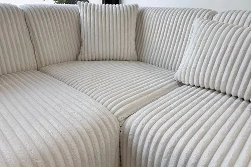 Canapé Coco Doudou Côtélé Blanc cassé Swedzo-Meuble
