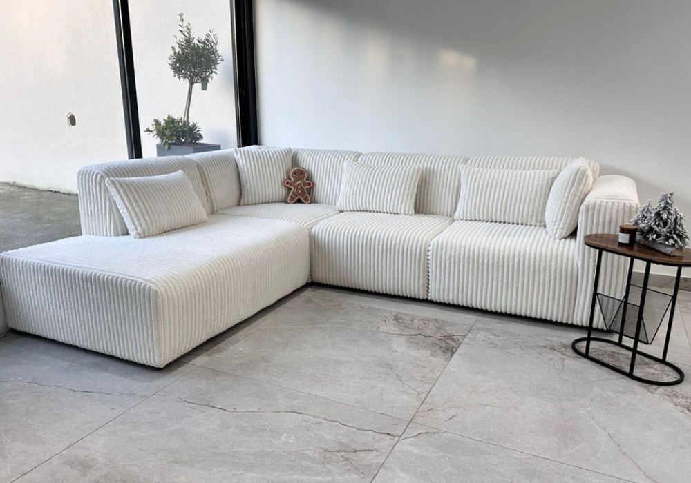 Canapé Coco Doudou Côtélé Blanc cassé