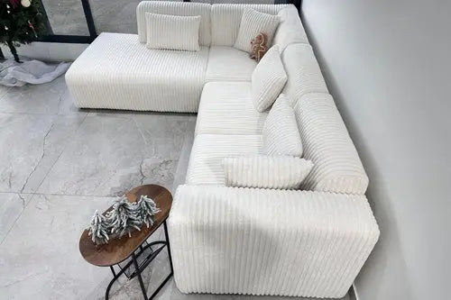 Canapé Coco Doudou Côtélé Blanc cassé Swedzo-Meuble