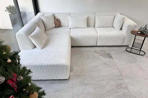 Canapé Coco Doudou Côtélé Blanc cassé Swedzo-Meuble