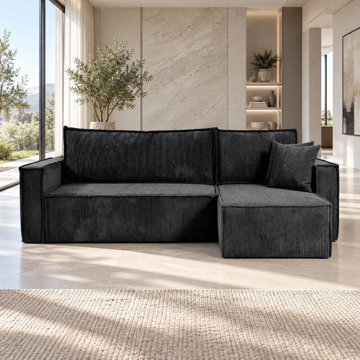 Canape Convertible D'angle cotele Genif