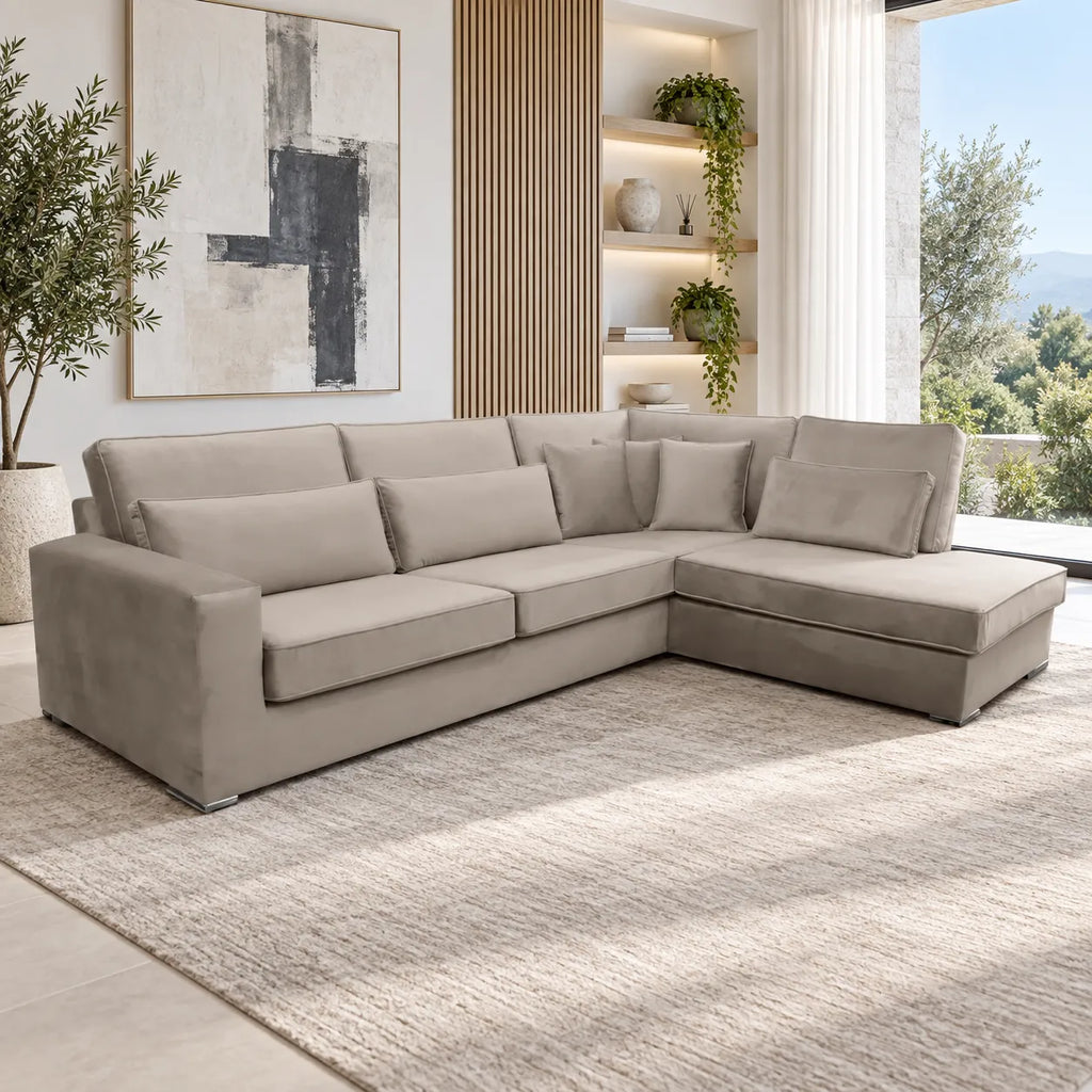 Canape D’angle Bristol Velours Beige 316x230cm