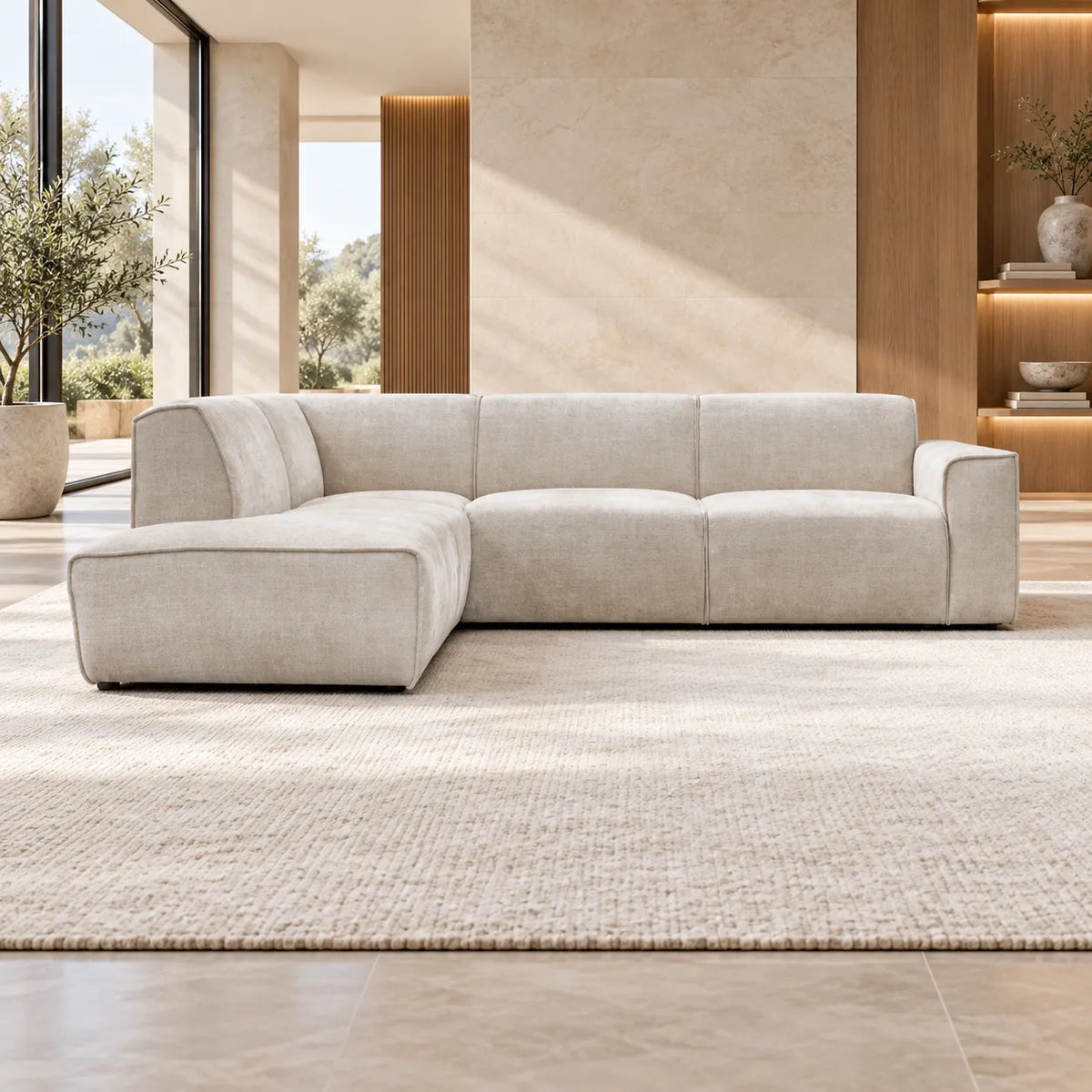 Canapé D'angle Colette tissu Marbella Beige