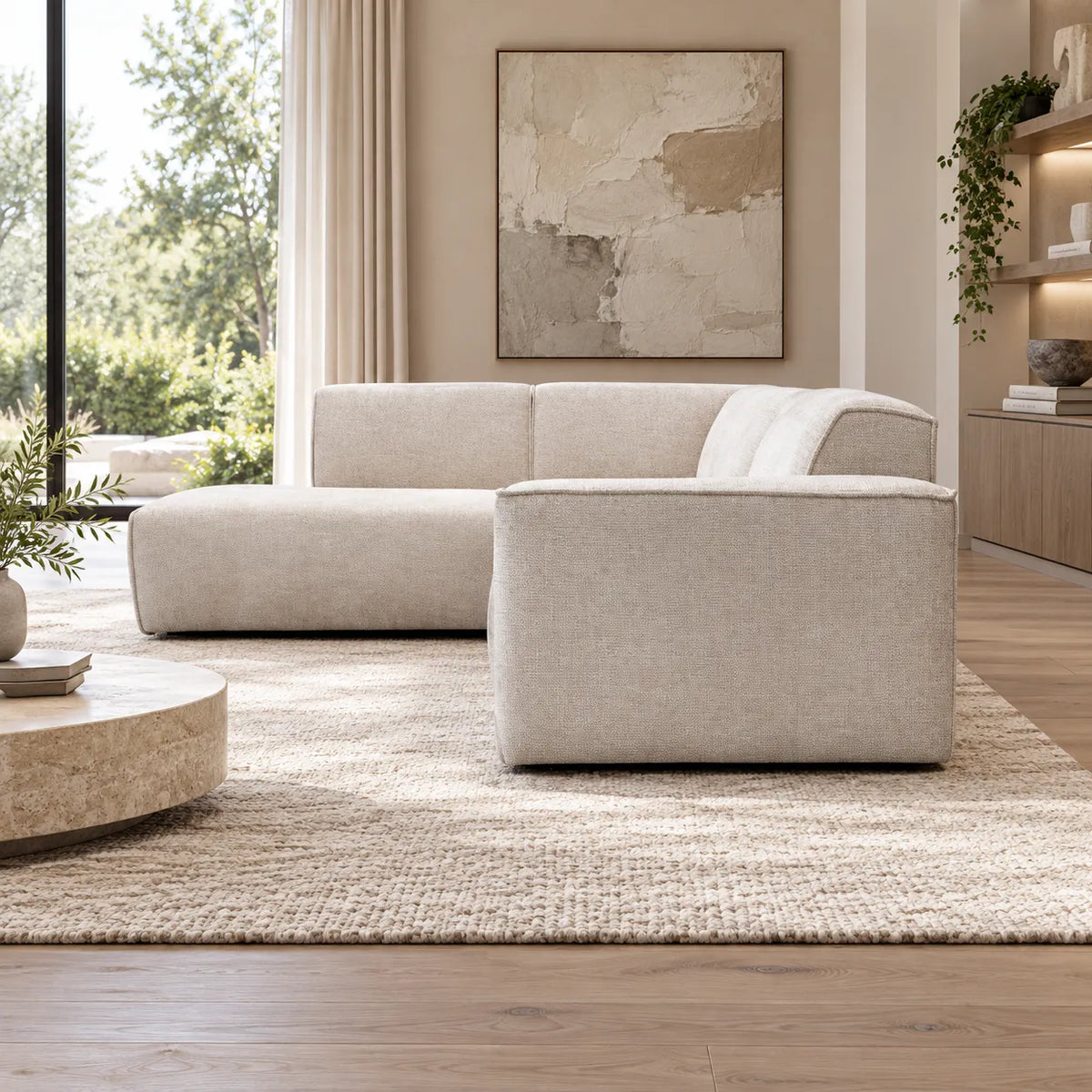 Canapé D'angle Colette tissu Marbella Beige