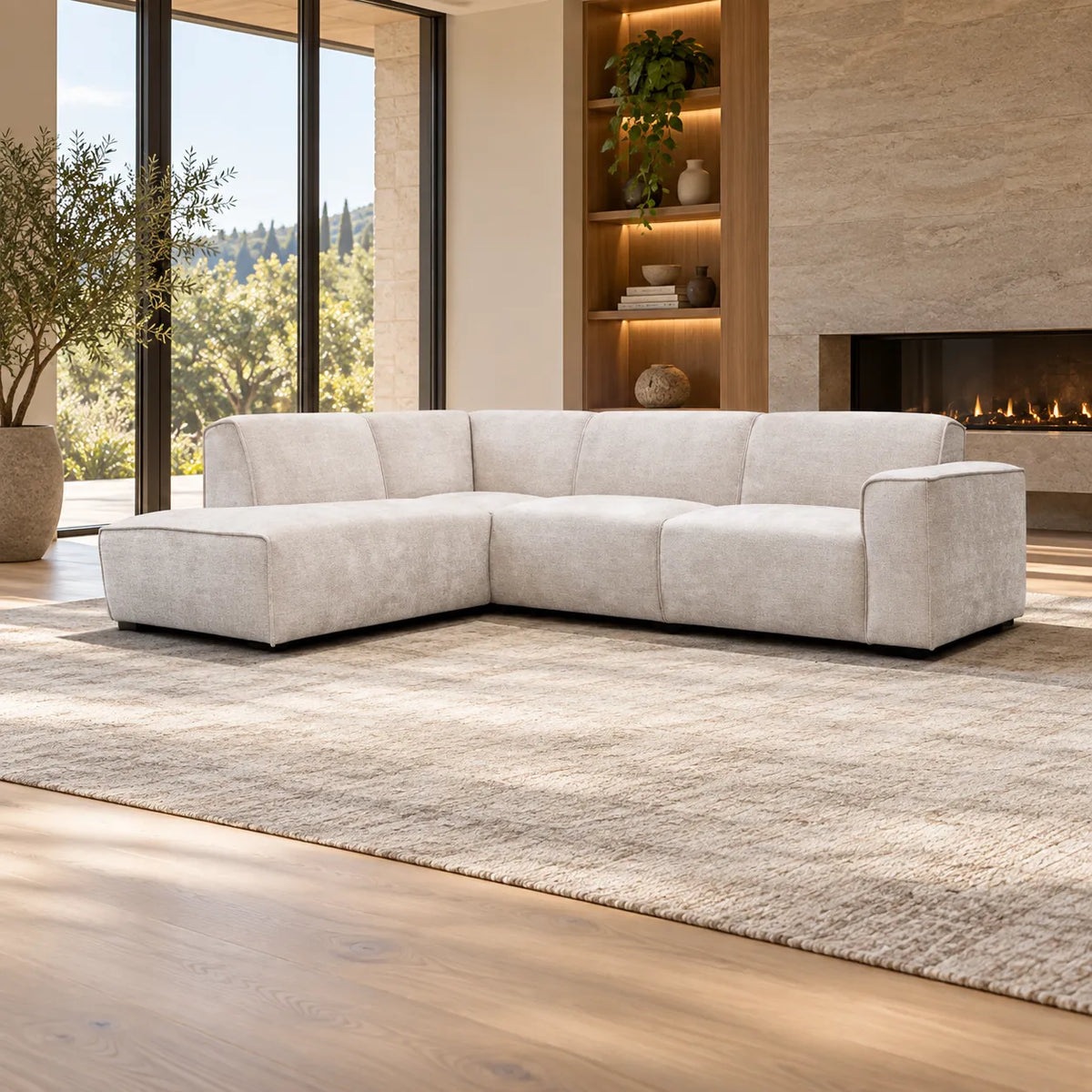 Canapé D'angle Colette tissu Marbella Beige