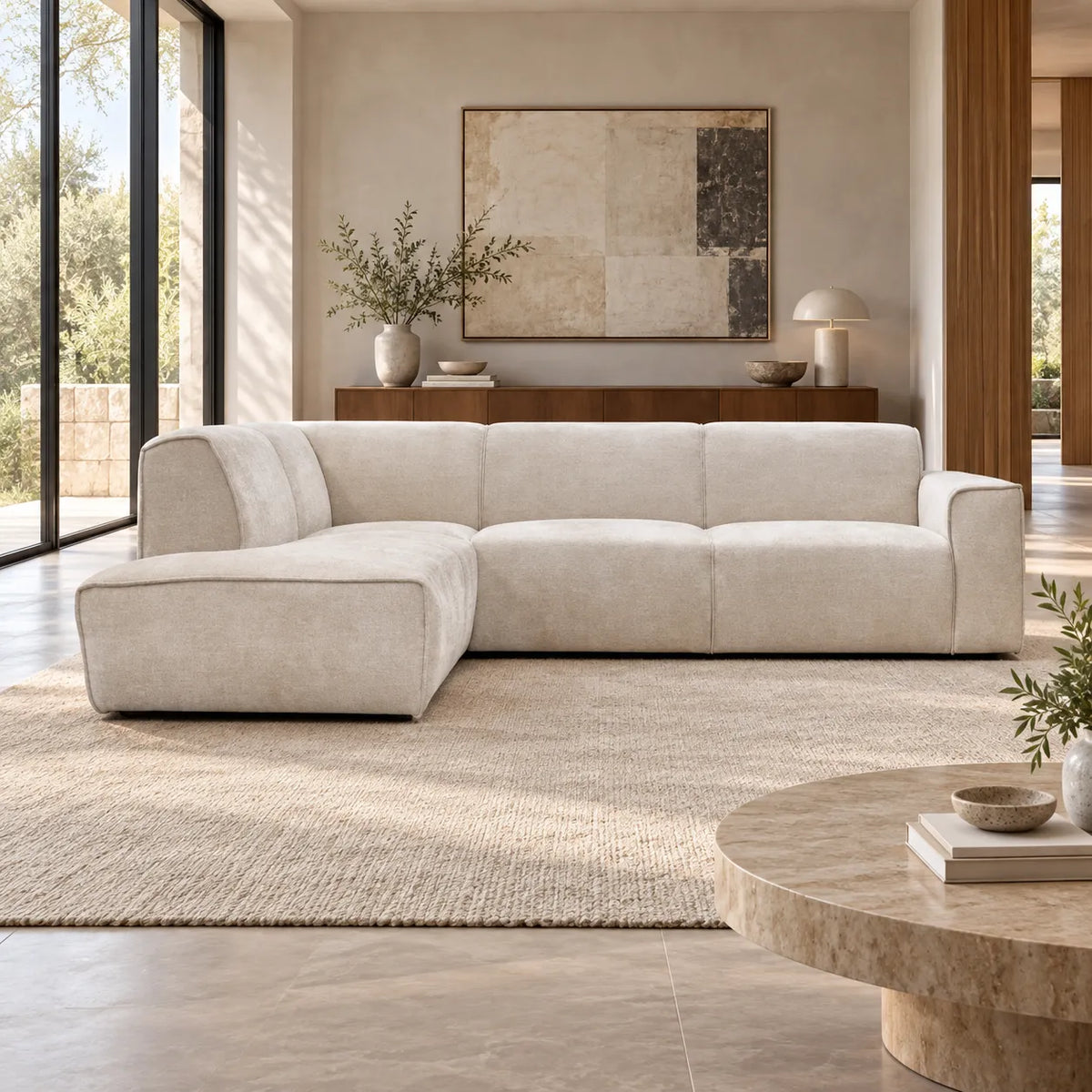 Canapé D'angle Colette tissu Marbella Beige
