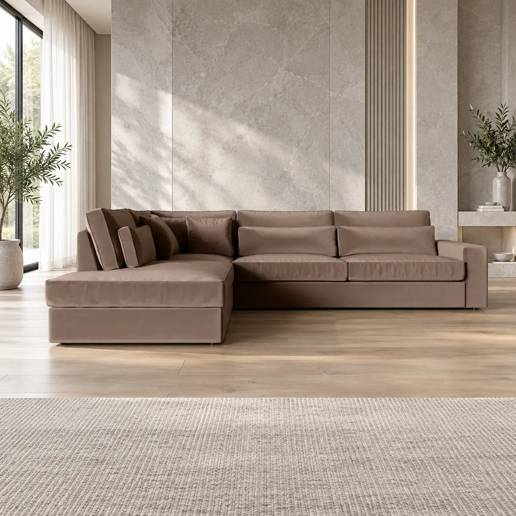 Canape D’angle Le Bristola Velours Moka 315x230cm