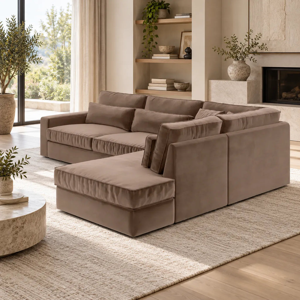 Canape D’angle Le Bristola Velours Moka 315x230cm
