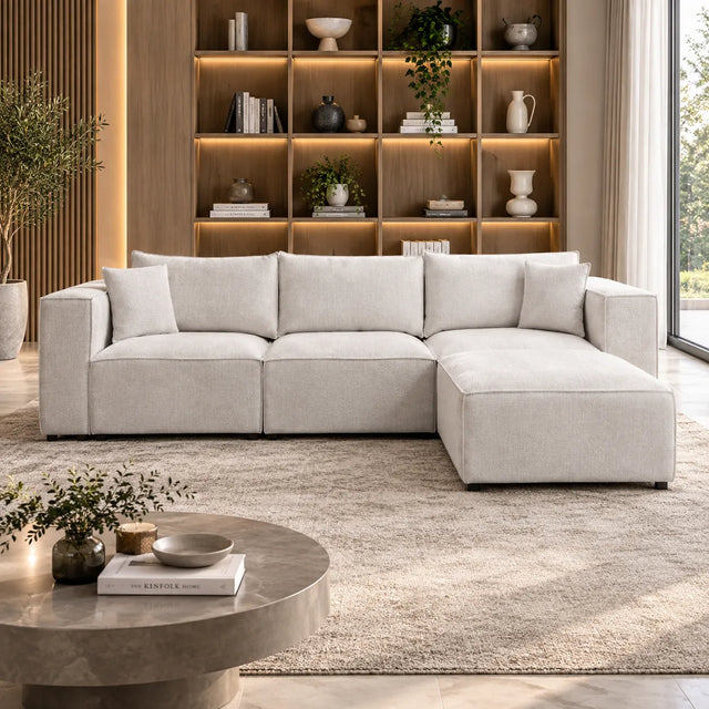 Canapé Elégance Chenille Modulable Blanc cassé 3+1 Pouf
— canapés et fauteuils, canapé d’angle, canapé convertible, canapé 3 places, fauteuil design, canapé moderne, salon séjour