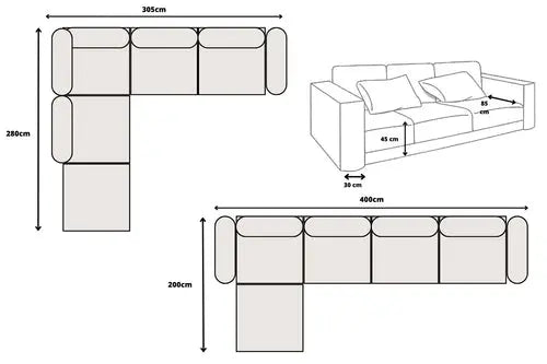 Canapé Elégance Chenille Modulable Blanc cassé 4+1 Pouf Swedzo-Meuble