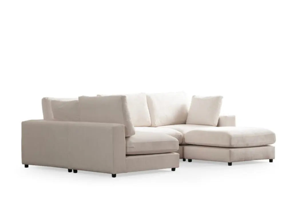 Canapé Julia Modulable Velours Blanc 4+1 Pouf Swedzo-Meuble