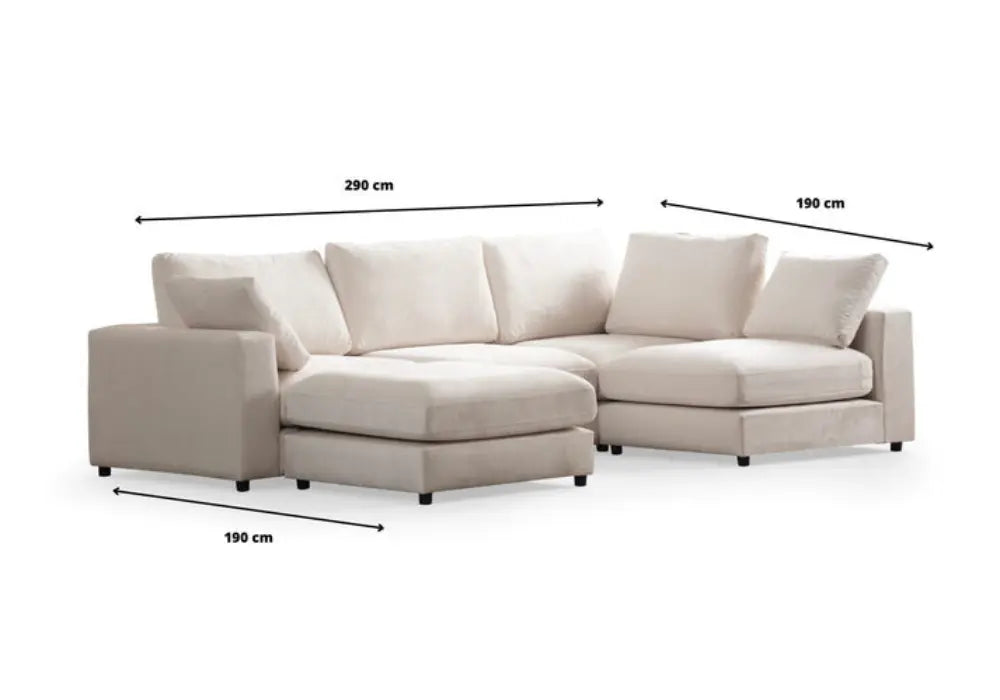 Canapé Julia Modulable Velours Blanc 4+1 Pouf Swedzo-Meuble
