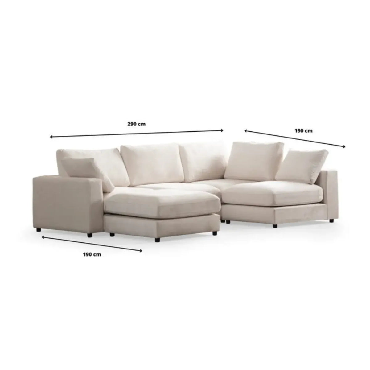 Canapé Julia Modulable Velours Blanc 4+1 Pouf