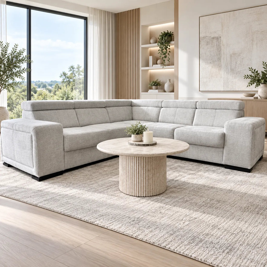 Canapé Karola Convertible Tissu Marbella Crème ET Anthracite
