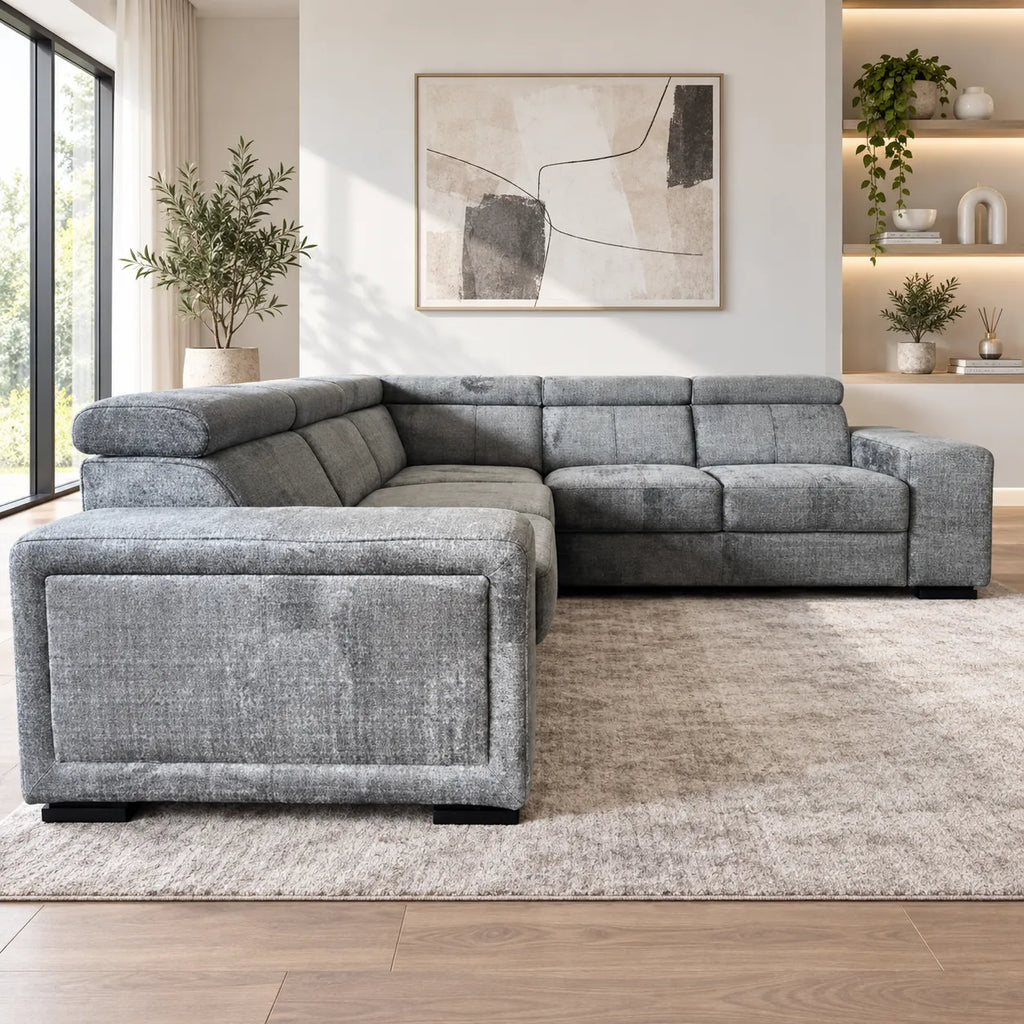 Canapé Karola Convertible Tissu Marbella Crème ET Anthracite