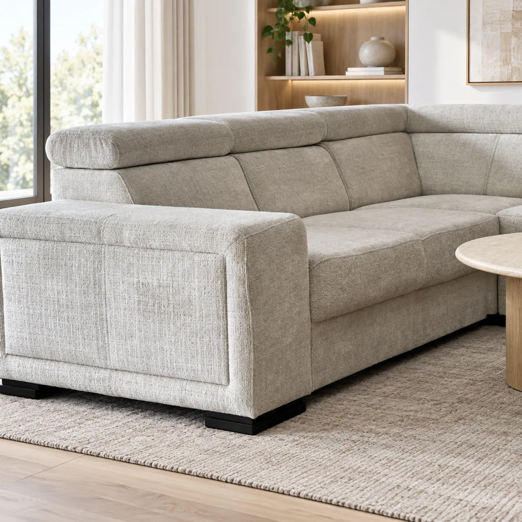 Canapé Karola Convertible Tissu Marbella Crème ET Anthracite