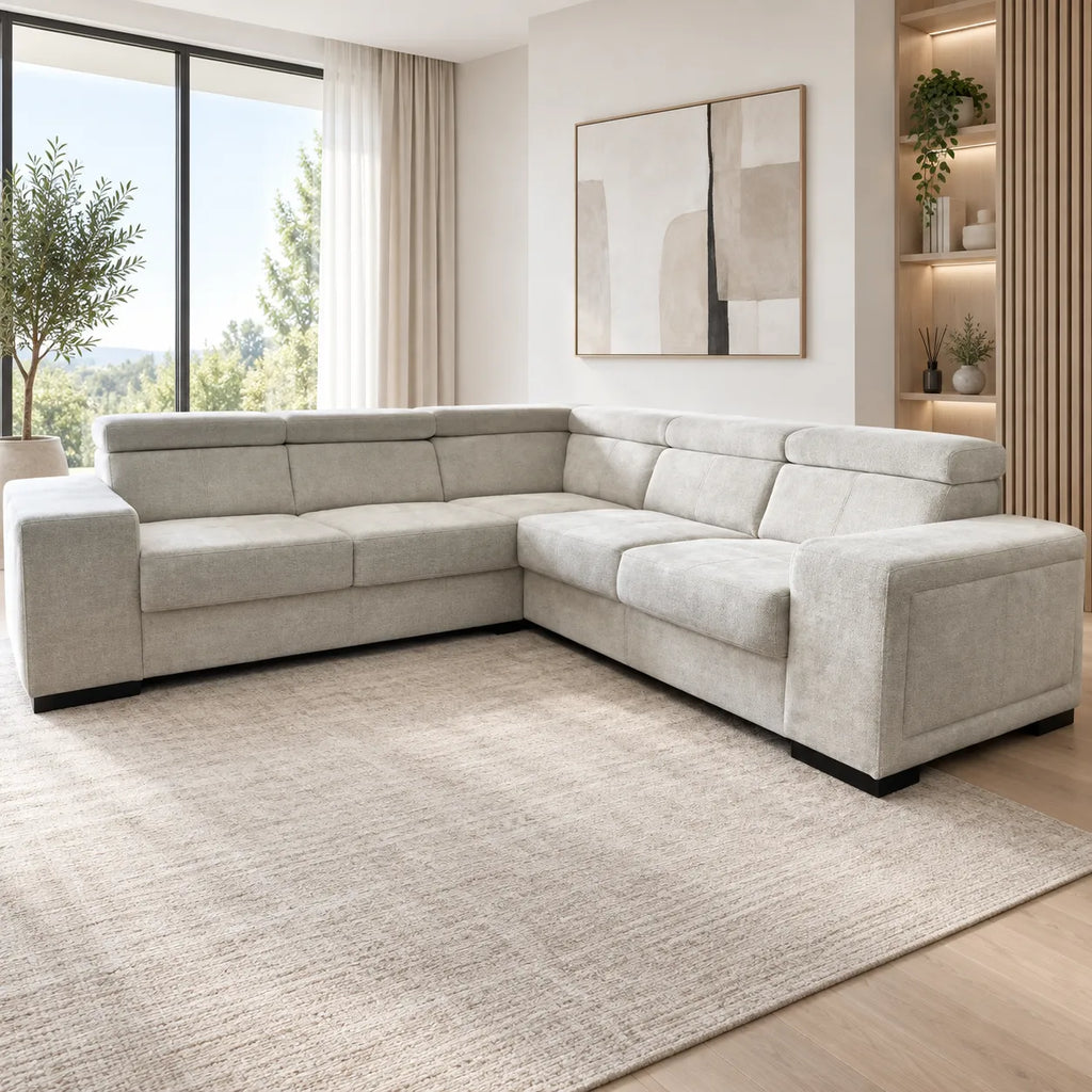 Canapé Karola Convertible Tissu Marbella Crème ET Anthracite