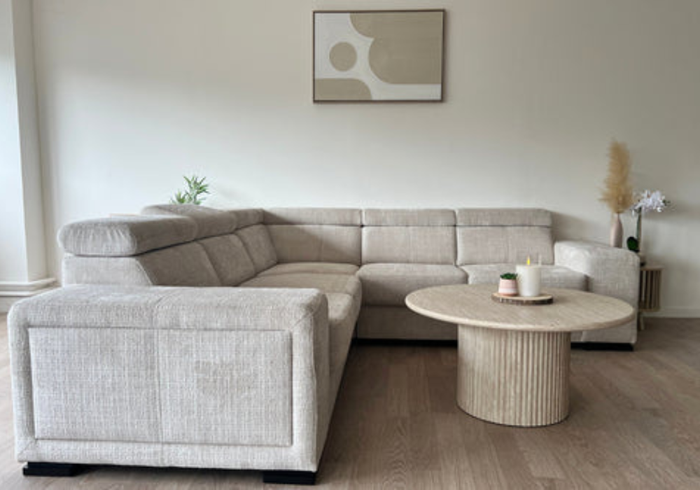 Canapé Karola Convertible Tissu Marbella Crème ET Anthracite