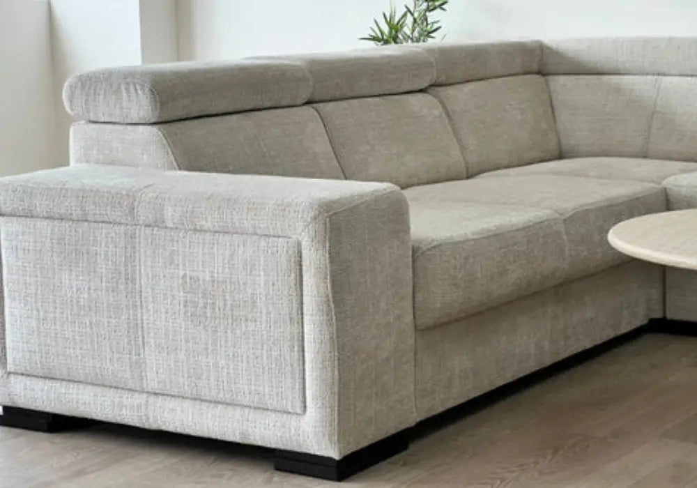 Canapé Karola Convertible Tissu Marbella Crème ET Anthracite Swedzo-Meuble
