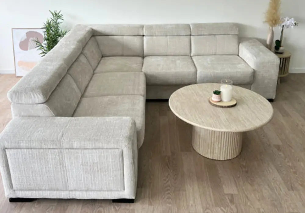 Canapé Karola Convertible Tissu Marbella Crème ET Anthracite Swedzo-Meuble