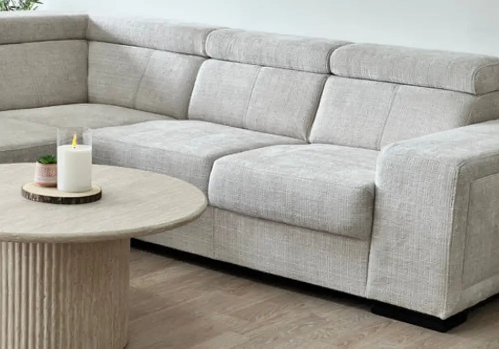 Canapé Karola Convertible Tissu Marbella Crème ET Anthracite Swedzo-Meuble