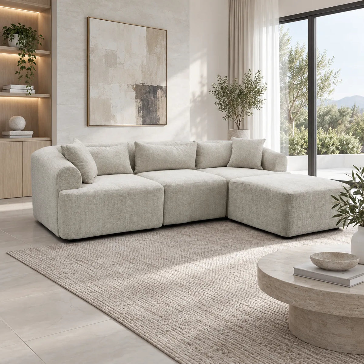 Canapé Mila Modulable Tissu Marbella Crème