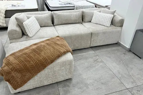 Canapé Mila Modulable Tissu Marbella Crème Swedzo-Meuble