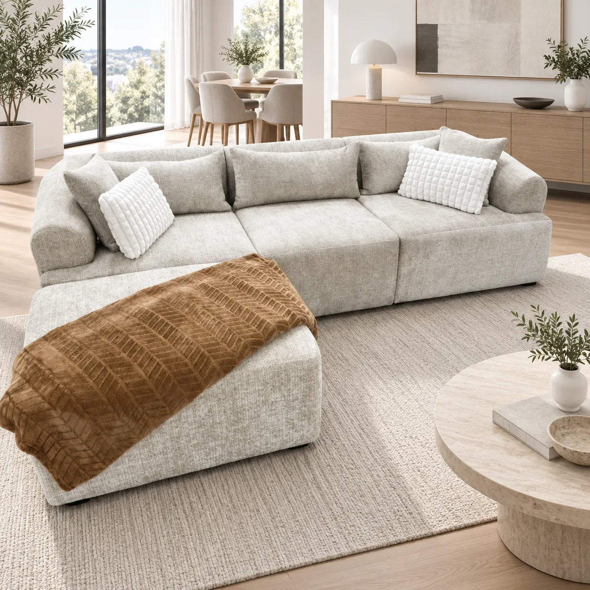 Canapé Mila Modulable Tissu Marbella Crème